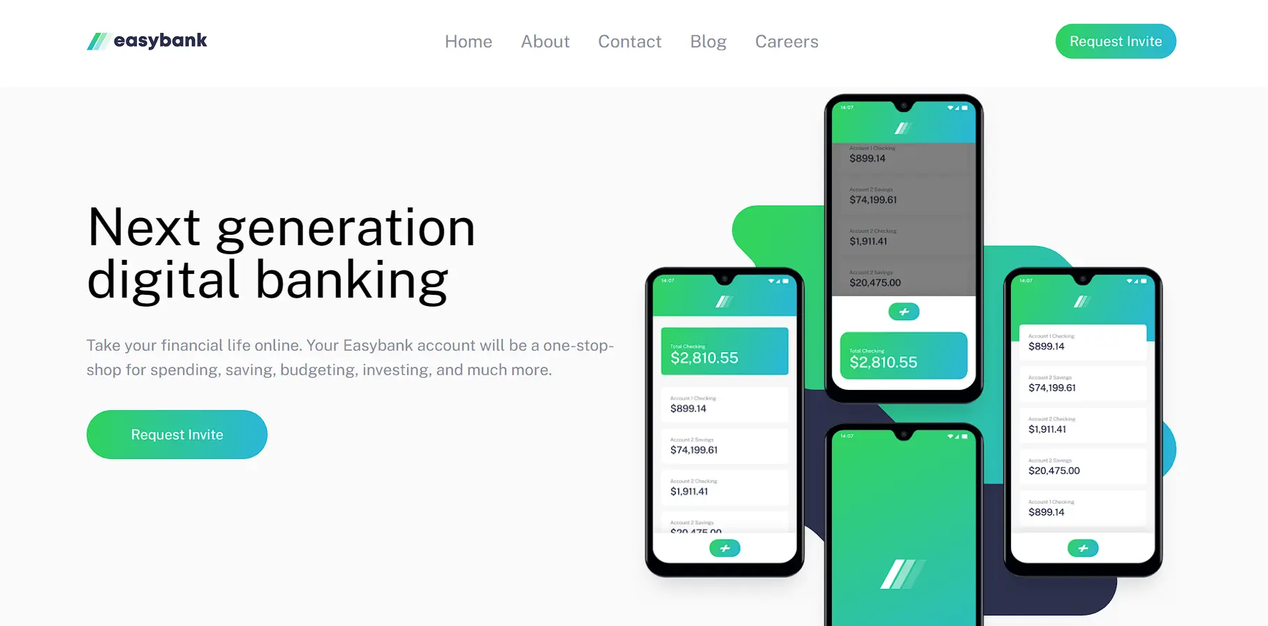 Easy Bank project screenshot